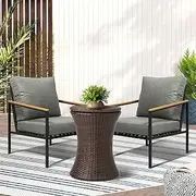Livsip Outdoor Patio Set Ice Bucket Brown Adjustable Table Sofa Setting 3pcs