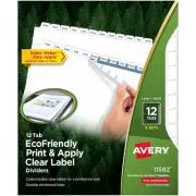 Avery EcoFriendly Index Maker Print & Apply Label Paper Dividers 12 Tab White
