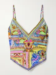 [Camilla] Camilla - Crystal-embellished Printed Silk-twill Camisole - Multi - x large x large Multi