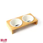 原木寵物陶瓷雙碗/寵物碗/飼料碗