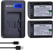 Batmax 2 Packs Battery + LCD Charger for Sony NP-FV30,NP-FV40,NP-FV50 Batteries;Sony FDR-AX53 HDR-CX230 HDR-CX220 CX330 CX380 CX455 CX900 CX430V TD30V FDR-AX100 Handycam Camcorder and More