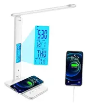 Desk Lamp with Wireless Charger, USB Charging Port, Dimmable Office Desk White