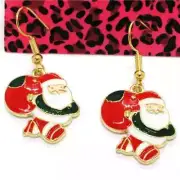 Betsey Johnson Christmas Enamel Santa Claus Stud Earrings with gift bag