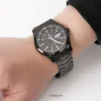 在飛比找樂天市場購物網優惠-手錶 型男軍用玫瑰金數字全黑不鏽鋼腕錶 搭戴SEIKO精工V
