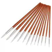 12Pcs/lot Round Shape Nylon Hair Wooden Handle Paint Brush Set Tool For Art School Watercolor Acrylic Painting Supplies