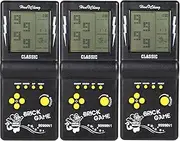 Desyeryamimi Handheld Brick Game Console,3.5-inch Large Screen Back to School Black Handheld Building Block Game,Tank Racing Electronic Game,Build in 23 Classic Games for Adults or Kids (3 Pcs Tetri)
