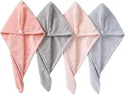 OSOLADY 4Pcs Hair Dry Wraps Thick Coral Fleece Hair Turban Towels for Quick Drying Ultra Absorbent for Travel Use