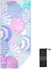GAIGEO Colorful Sea Shell Towels Beach Soft Polyester Pool Towels, Sand Free, Quick Dry, 30 * 60 Inches