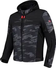 Rusty Stitches Liam Pixel, textile jacket waterproof , color: Black/Grey/Dark Grey/Red , size: 3XL