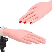 Practice Hand for Nails, Flexible Bendable Nail Hand Nail Practice Hands Silicone Realistic Nail Training Practice Hand Stand for DIY Manicure for Art Display