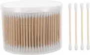 KAILIKETIY 500Pcs Double Ended Cotton Sticks for Ear Cleaning and Makeup Soft Cotton Buds with Wooden Sticks for Household Use and Pet Care