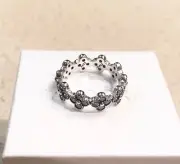 Pandora Oriental Blossom, Clear CZ, Ring #191000CZ +HINGED BOX+POLISH CLOTH+Tag