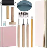 Rustark 42Pcs Rubber Stamp Making Kit, Printing Starter Tool Kit with Carving Knives,Rubber Carving Blocks,Ink Brayer Roller,Tracing Paper and More for Printmaking, Sculpting, Stamping