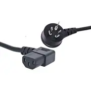 Powertran 2m IEC C13 90 Deg. Left 10A 3 Pin Black Appliance Mains Lead