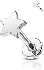 [Agrewd] Minimalist Heart Star Flash Cartilage Stud Earrings G23 Solid Titanium Forward Helix Tragus Earrings Flat Back Internally Thread 16G Lip Labret Medusa Piercing Jewellery for Women
