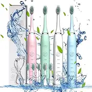 Electric Toothbrush, Smart 20-Speed Timer, Electric Toothbrush with 6 Brush Heads, 5 Cleaning Modes, IPX7 Waterproof, 24 Hours Charging for 180 Days of Use, Deeply Clean Teth/352 (Color : Blue)