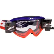 Pro Grip 3450 Riot Roll Off Mounted MX Goggles (Blue/Red, Light Sensitive Lens)