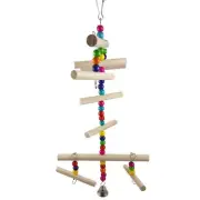 Bird Chew Colorful Beads Parrot Perch Ladder Toy for Small Birds