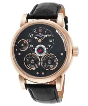 Lucien Piccard 15071-Rg-01 Cosmos Automatic Black Genuine Leather Watch ,New