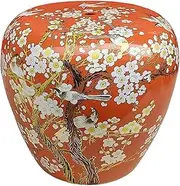 Ceramic Drum Table Decorative Garden stools, Decorative Ceramic Garden Stool, Glazed Hand-Painted Flower and Bird Shoe Changing Stool Drum Stool, Suitable for Outdoor Garden, Living Room, Terrace(Ora