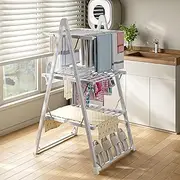 Ufurniture 3 Tier Electric Clothes Dryer Freestanding Heated Clothing Rack Foldable Drying Rack with Shoe Sock Dryer Indoor Bedroom Bathroom Laundry