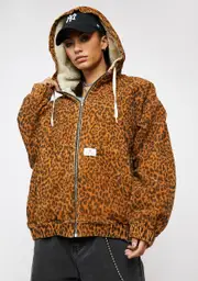 [BDG] Leopard Print Cord Skater Jacket