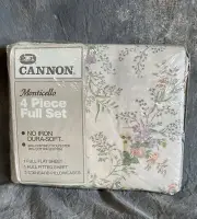 Vtg Cannon Monticello FLORAL Print Full Sheet Set 120 Thread Count SEALED NOS