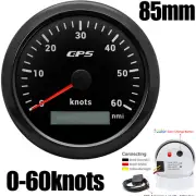 85mm Black GPS Speedometer 0-60knots Gauge Waterproof for Marine Boat Waterproof