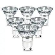 GU10 Halogen Bulb 220V 50W Halogen Light Bulbs MR16 with Glass Cover 2700K Warm White Dimmable for Candle Warmer Lamp Track Lighting Ceiling Light 6pcs