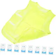 HAWILLOSCH Cooling Vest for Summer Reusable Ice Pack Waistcoat for Hot Weather Lightweight and Comfortable Summer Cooling Clothes with 8 Ice Packs Fluorescent