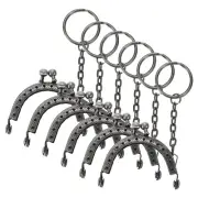 6Pcs Metal Purse Frame with Key Ring, 2"Kiss Lock Clasp Frame Embossed(Grey)