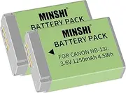 [MINSHI] NB-13L (2 Pack) Replacement Battery Compatible with Canon PowerShot SX740 HS【3.6V 1250mAh】 High Performance Compatible Camera Battery 2023IAB