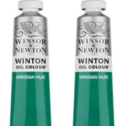 2x Winsor & Newton 200ml Winton Oil Colour Paint Artist/Craft Viridian Hue