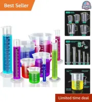 10-Piece Plastic Graduated Cylinder and Beaker Set for Accurate Measurements