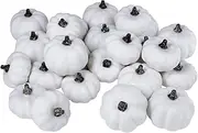 24 Pcs Harvest White Mini Artificial Baby Boo Pumpkins Rustic Decorative Pumpkins Foam Pumpkins for Fall Autumn Halloween Thanksgiving Table Centerpiece Wreath Decor Bowl Fillers DIY Projects