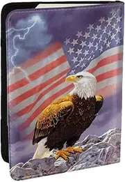 [JEJEA] Eagle with USA Flag Print Travel Organizer Credit Cards Case Passport BookPassport Holder Cover Wallet forTraveling,, Black, One Size