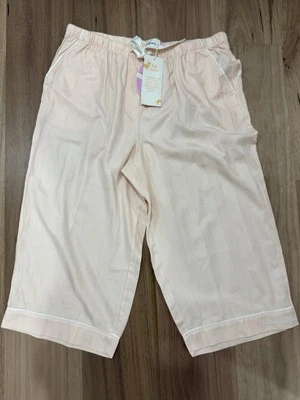 Size XL Peter Alexander Peach Coral Stripe 3/4 Pj Pant RRP$79.95 NEW