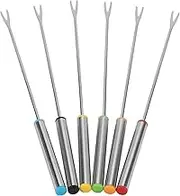 6pcs/Set Fondue Sticks, Smores Sticks, Stainless Steel Fondue Forks with Heat Resistant Handle for Roast Meat Chocolate Dessert Cheese Marshmallows