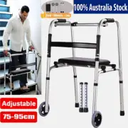 Adjustable Folding Walking Frame 2 Wheels Walker Drive Mobility Aid Lightweight