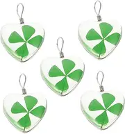 [LALAFINA] 5pcs Lucky Four Leaf Pendants for Jewelry Making Shamrock Charms for Necklace Keychain Crafting for St Day Celebrations