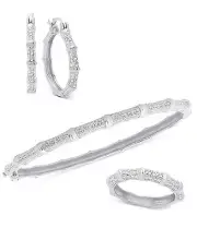 VICTORIA TOWNSEND STERLING SILVER 1/4CT DIAMONDS LADIES SET Bangle Earrings Ring
