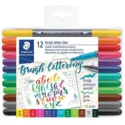 Staedtler Mars Double End Brush Markers 12 Flex/Fine Tip Lettering Invitations