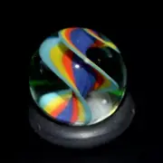 BRYAN TRILLAS GLASS MARBLE/.578"-BLACKLIGHT RAINBOW CORKSCREW-TURQ.,RED,VIOLET +