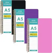Amythe 3Pcs Spulen Notizbuch A5 Liniert, Tagebuch 70 Blatt / 140 Seiten Zum Schreiben, 100 G/m² College-liniertes Papier, Rosa+Lila+Schwarz