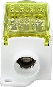 Terminal Block Junction Box Splicing Din Rail Single Pole Power Distribution Box 690V 250A Suitable Industrial Commercial Use (Yellow)