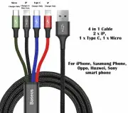 Baseus 4 in 1 Multi USB Charger Cable Cord for iPhone USB TYPE C Android Micro