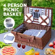 Alfresco Picnic Basket Set Baskets 2&4&6 Person Insulated Bag Blanket