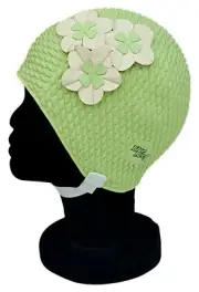 BLUE REEF Tokyo Ladies Bubble Pastel Green Off White Swimming Hat Strap Marked