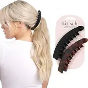 Kitsch Banana Hair Clips for Women, Large Banana Clip for Thick Hair, Cute Hair Clips for Girls, Banana Clips for Thin Hair, Banana Hair Clip, Big Claw Clips for Thick Hair, 2pc (Black & Tortoise)