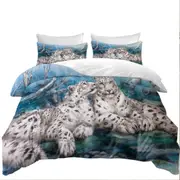 Wild Animal Art Whisper White Snow Leopards Quilt Cover
